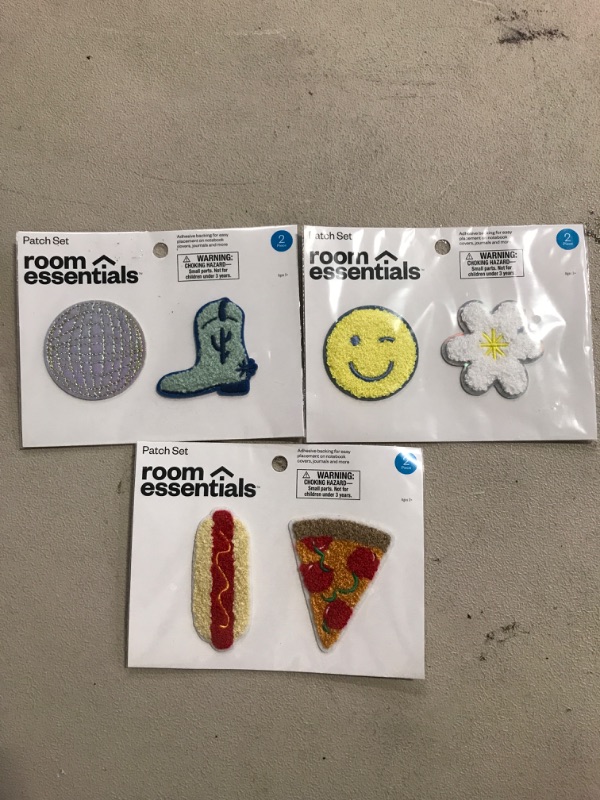 Photo 1 of disco ball and boots patch, smiley  and flower patch set, hot dog and pizza patch set