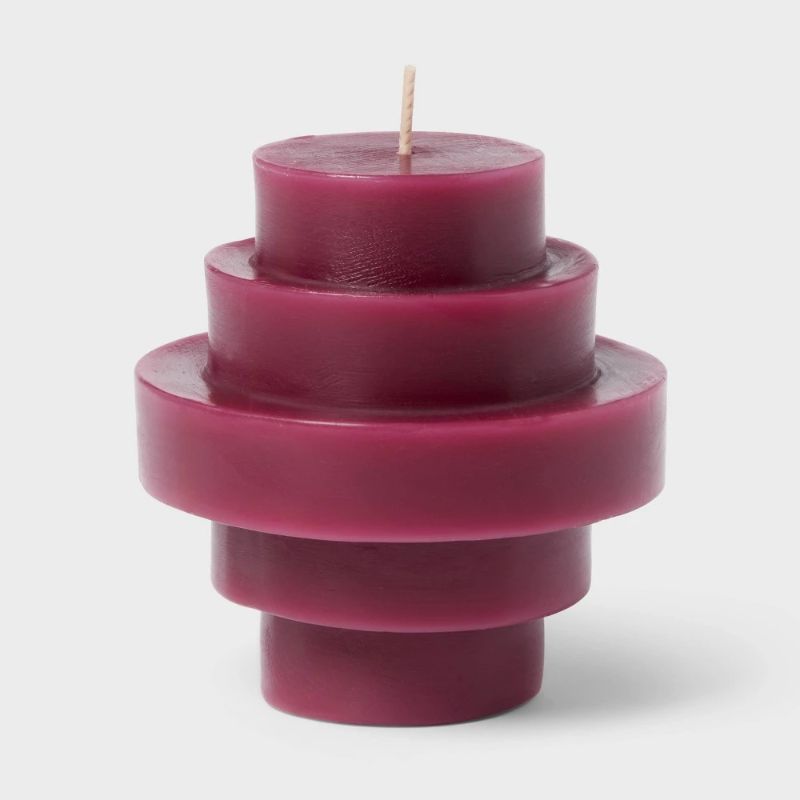 Photo 1 of 3 Disc shaped pillar candles - purple 