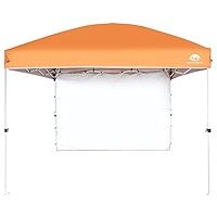 Photo 1 of 10x10 Pop Up Canopy with 1 Side Wall - Beach Tent with One Push Setup - Outdoor Sun Shade for Events, Parties, Camping - Gazebo with STO-N-Go Cover Bag (Orange)