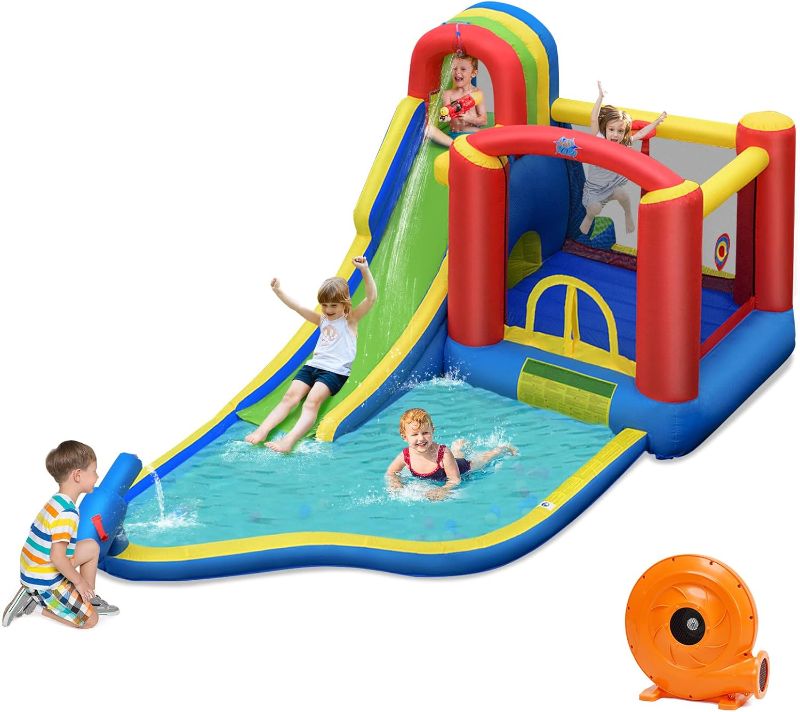 Photo 1 of Inflatable Water Slide, 7-in-1 Toddler Blow Up Bouncy Water Park, Giant Splash Pool, Outdoor Water Bounce House Water Slides Inflatables for Kids and Adults Backyard