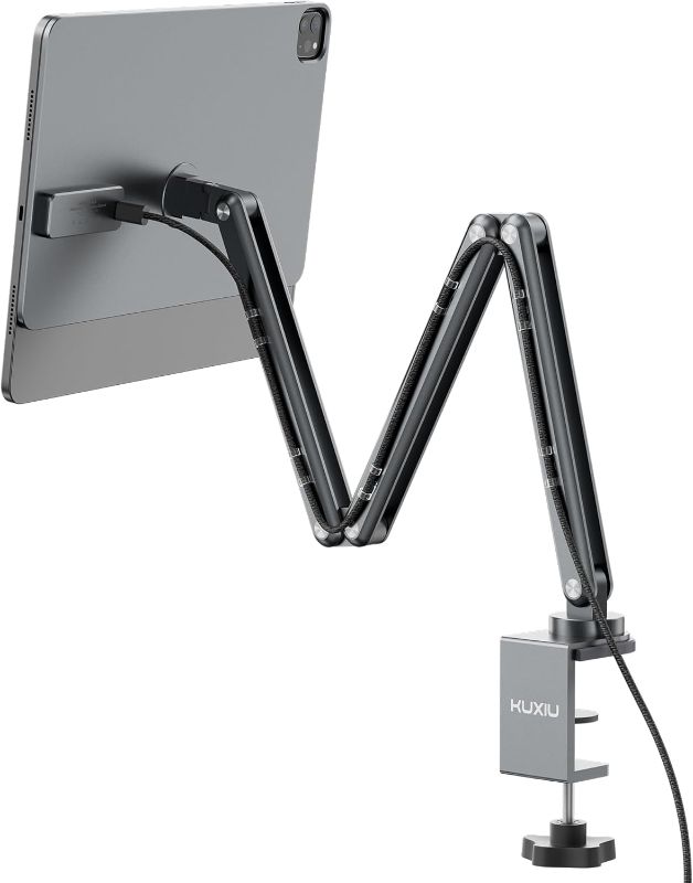 Photo 1 of Magnetic Wireless Charging Stand for iPad Pro 12.9, iPad Air 13 M2 Only, Aluminum Alloy Arm Mount with 2M Cable, Foldable Adjustable Tablet Holder for iPad Pro 12.9 3rd/4th/5th/6th