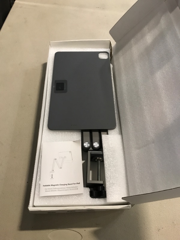 Photo 1 of Magnetic Wireless Charging Stand for iPad Pro 12.9, iPad Air 13 M2 Only, Aluminum Alloy Arm Mount with 2M Cable, Foldable Adjustable Tablet Holder for iPad Pro 12.9 3rd/4th/5th/6th