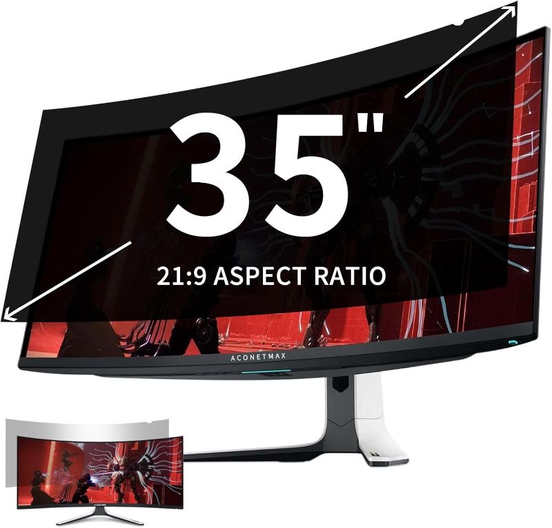 Photo 1 of 35 Inch Privacy Screen Filter for Computer Ultrawide 21:9 Curved Monitor- Privacy Shield and Anti-Glare Blue Light Shield Protector