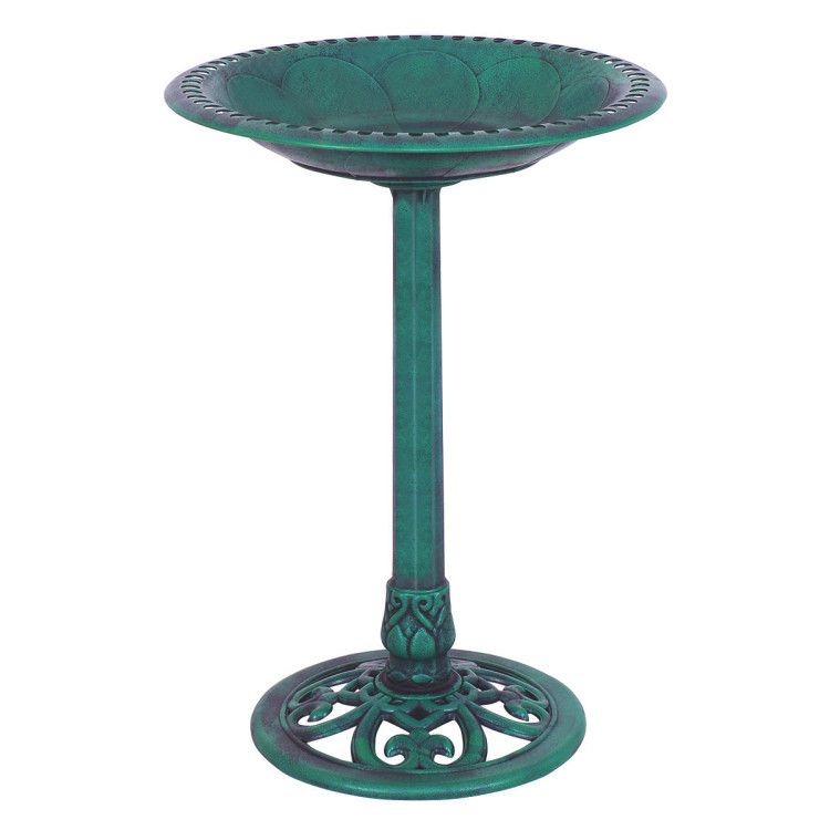 Photo 1 of Outdoor Garden Green Pedestal Bird Bath Feeder