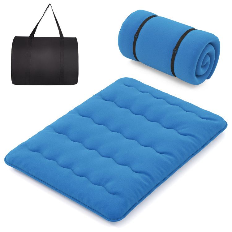 Photo 1 of queen - Costway Queen Futon Mattress Japanese Floor Sleeping Pad Washable Cover Carry Bag Blue