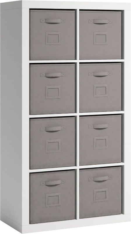 Photo 1 of Sauder Stow-Away Cube Storage 8-Cube Organizer with Fabric Bins/Pantry cabinets, White Finish