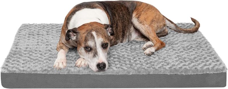 Photo 1 of Furhaven Orthopedic Dog Bed for Medium/Small Dogs w/ Removable Washable Cover, For Dogs Up to 35 lbs - Ultra Plush Faux Fur & Suede Mattress - Gray, Medium