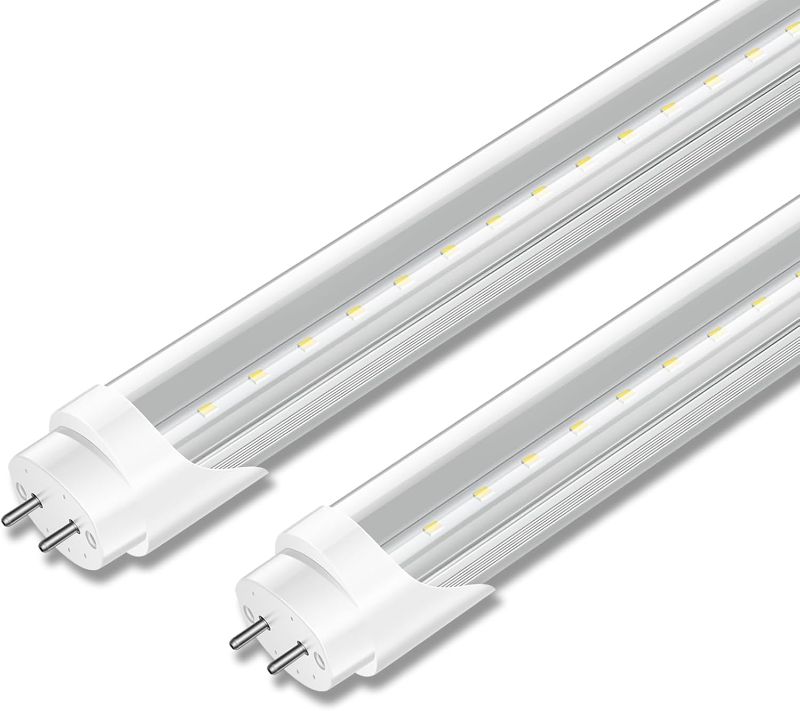 Photo 1 of 2-Pack T8 LED Bulbs 4FT, 6000K Daylight, 40W Equivalent, Ballast Bypass, Dual Ended Type B Light Tube, LED Fluorescent Tube Replacement T8 T12, Non-dimmable