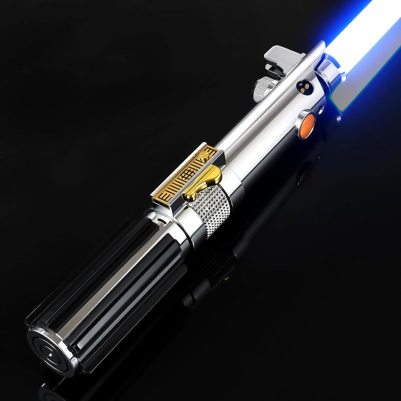 Photo 1 of Pixel Dueling Lightsaber, Motion Control 39 Sets Sound Effects and 12 Colors Change, Smooth Swing Metal Handle Light Saber for Adults, Boys Cosplay Gifts (Pixel)