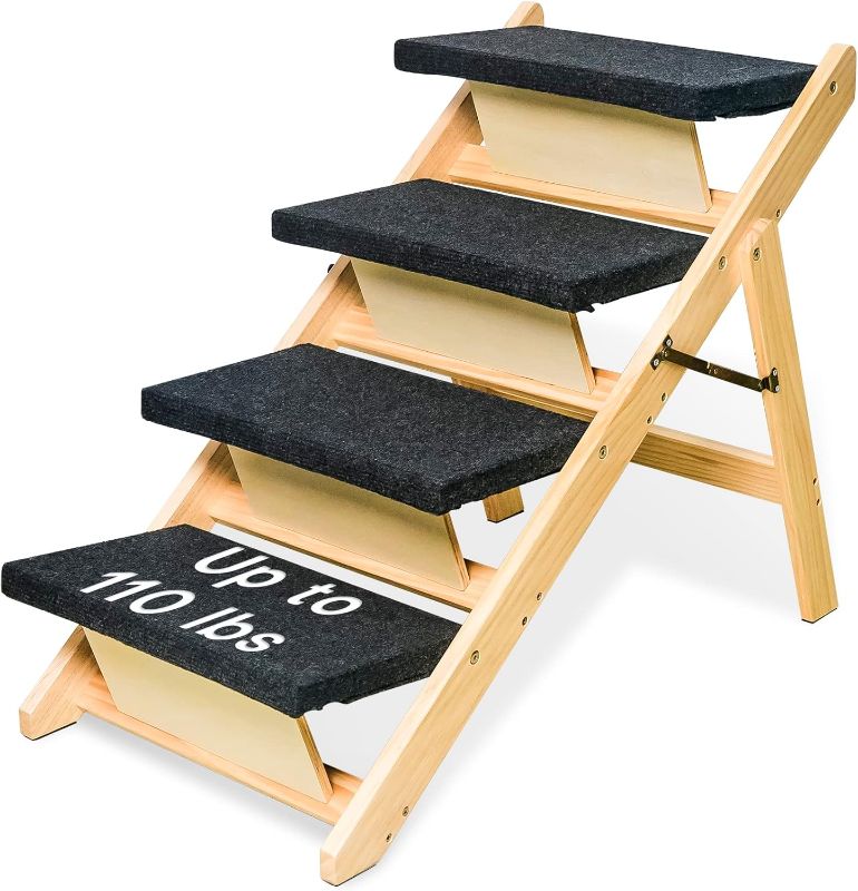 Photo 1 of BRIKY 2-in-1 Dog Stairs/Ramp with 4 Steps, Foldable Dog Stairs for High Beds Cars Couch, Durable Wooden Pet Stairs for Small Medium Large Dogs, No Assembly Required