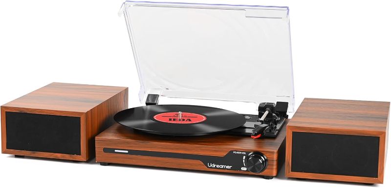 Photo 1 of Vinyl Record Player with External Speakers BT 5.3 Wireless Turntable Portable with 3 Speed USB Vintage Wooden Coffee