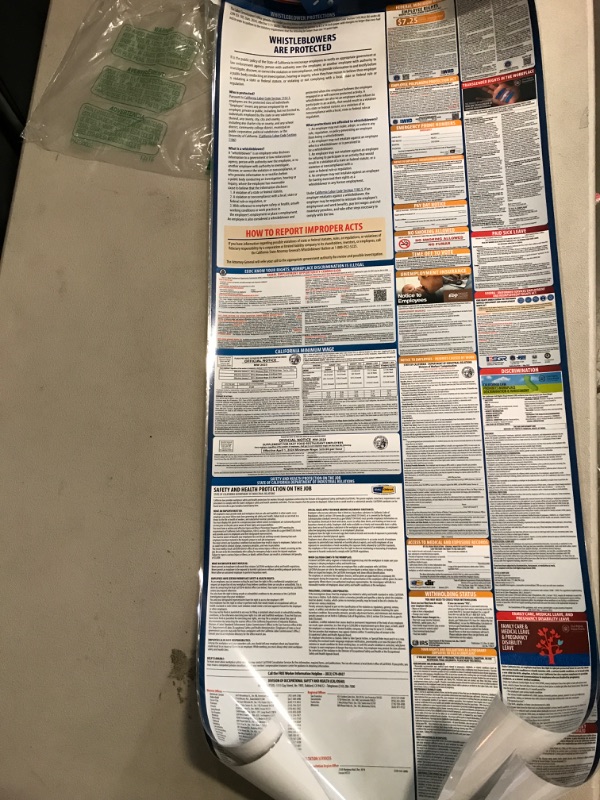 Photo 2 of 2025 California State and Federal Labor Laws Poster - English Version - OSHA Workplace Compliant - UV Waterproof Laminated 24" x 36" - Mandatory Regulations Posting for Employees (Folded)