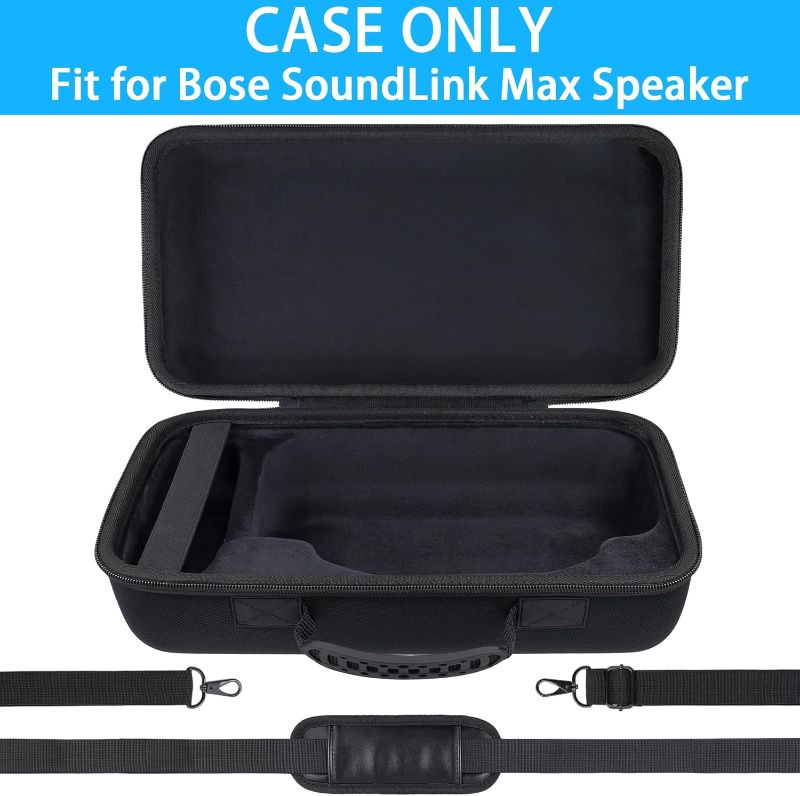 Photo 1 of for Bose SoundLink Max Portable Speaker Hard Protective Case, Portable Travel Case with Shoulder Strap and Handle (Black Case) - co2CREA