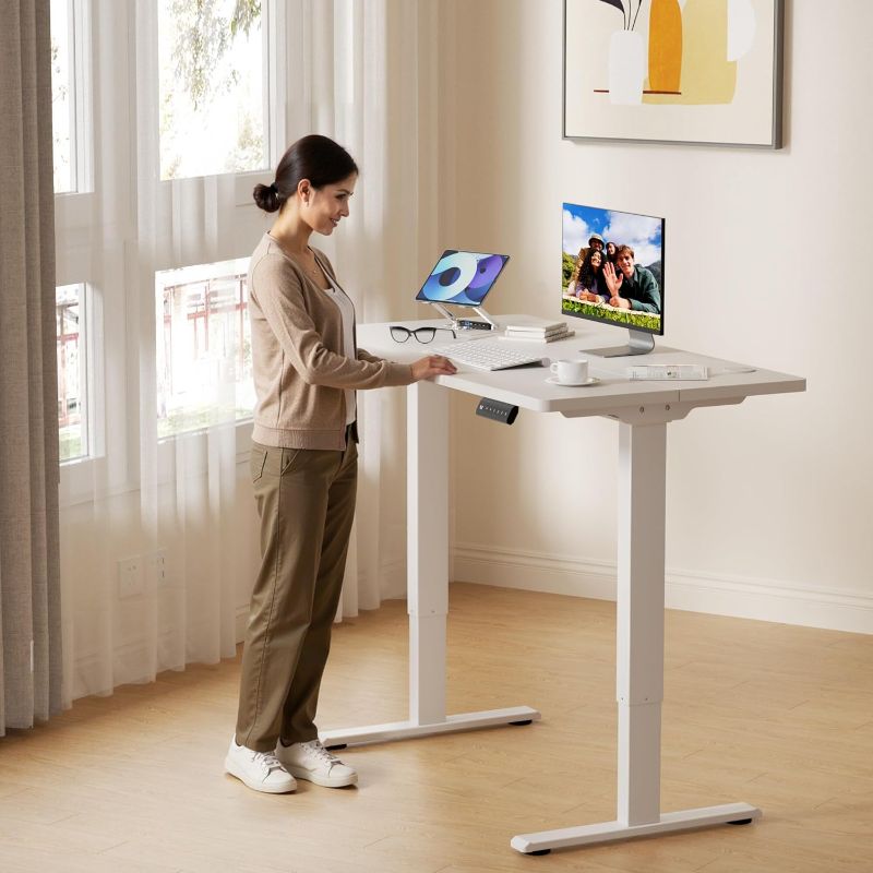 Photo 1 of Electric Dual Motor Standing Desk Frame, Adjustable Desk Legs with 3 Memory Controller, White Frame Only