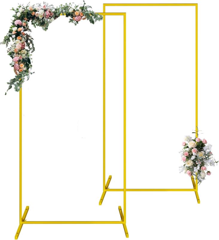 Photo 1 of Wedding Arch, 6.6FTx 3.3FT Square Backdrop Stand for Ceremony 2 Pack, Gold Metal Arch Backdrop Stand for Parties, Balloon Arch Stand Backdrop for Anniversary, Birthday, Bridal, Baby Shower, Decoration