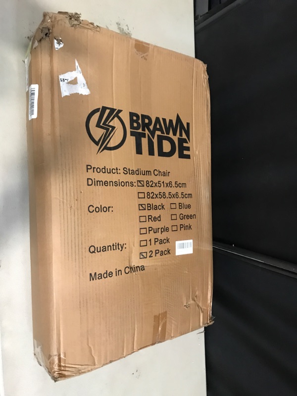 Photo 1 of BRAWNTIDE Stadium Seat with Back Support - Comfy Cushion, Thick Padding, 2 Steel Bleacher Hooks, 4 Pockets, 2 Cup Holders, Reclining Back, Ideal Chair for Sport Events, Beaches, Camping, Concerts