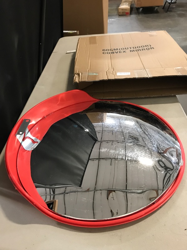 Photo 2 of 24" Acrylic Outdoor Convex Security Corner Mirror - Convex Traffic Mirror Outdoor Security Mirror Extends View with Adjustable Fixing Bracket for Parking, Garage, Store, Warehouse, Office and More