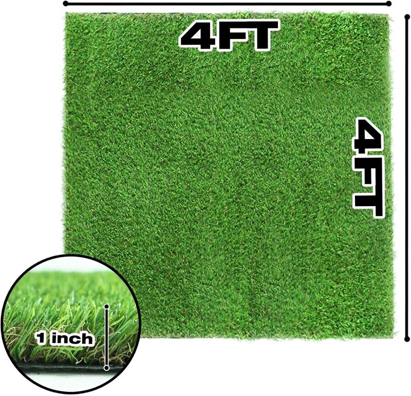 Photo 1 of XLX TURF 4FTX4FT Artificial Grass Outdoor Rug, Realisitic Green Fake Turf Grass for Patio Balcony Yard, Dog Potty Grass Pee Pads