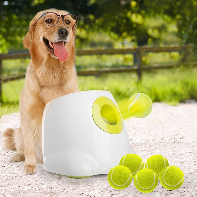 Photo 1 of ALL FOR PAWS Automatic Dog Ball Launcher for Medium to Large Dogs, Interactive Dog Ball Thrower Mental Stimulation Dog Toys, Dog Tennis Ball Machine with Standard Tennis Balls, Rechargable & Reliable