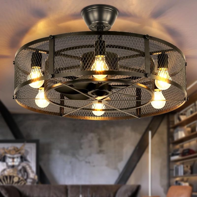 Photo 1 of Depuley Big Caged Ceiling Fan: 26 Inch Large Industrial Ceiling Fan Light for Indoor - Remote Ceiling Fan for Farmhouse Outdoor