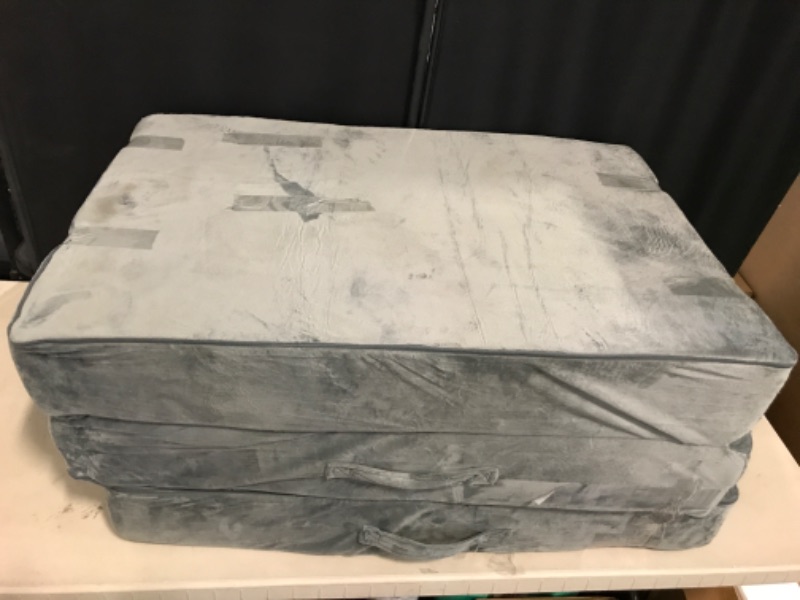 Photo 1 of Tri-Fold Memory Foam Mattress, 6 inch Single Folding Mattress with Washable Covers, Reversible Design, Foldable Mattress Topper for Travel&Guests 75" x 25" x 6"