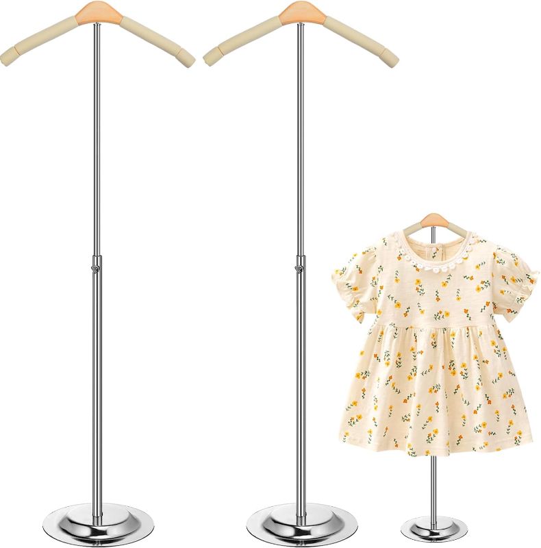 Photo 1 of Huaerle 2 Pcs T Shirt Display Stand Adjustable Child T Shirt Display Shirt Rack Flexible Shoulder Stand Portable Clothes Hanger Clothing Hanging Rack for Garment Coat Retail Vendor