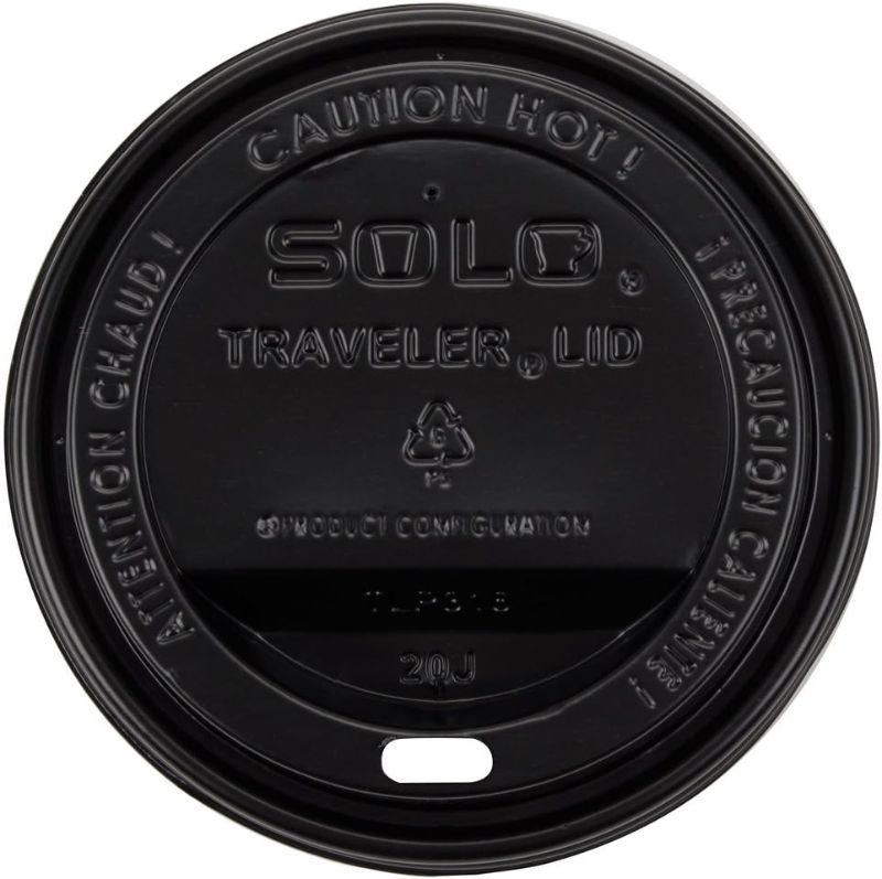 Photo 1 of Dart Solo TLB316-0004 Traveler Black Dome Hot Cup Lid with Sip Hole 100/Pack