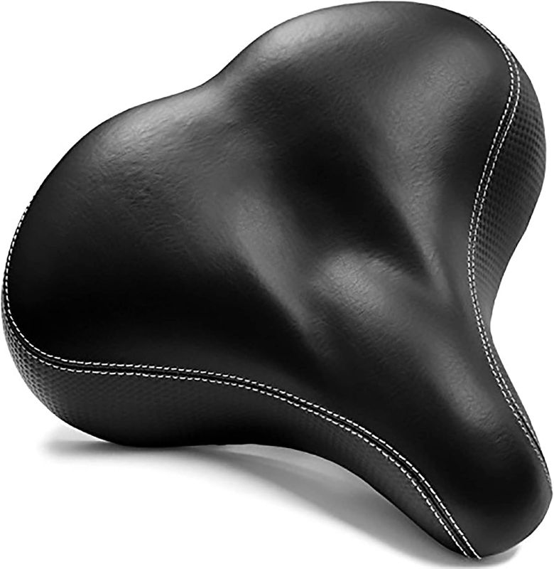 Photo 1 of Bikeroo Extra Wide Replacement Saddle - Fits Indoor & Outdoor Bicycles - Steel Spring & Elastomer Suspension - Center Cutout - Memory Foam