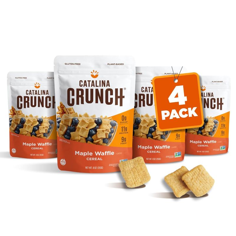 Photo 1 of Catalina Crunch Maple Waffle High Fiber Cereal 4 Pack | Low Carb, Sugar Free, Gluten Free | Vegan, Plant Based Protein | Breakfast Protein Cereals | Keto Friendly Food