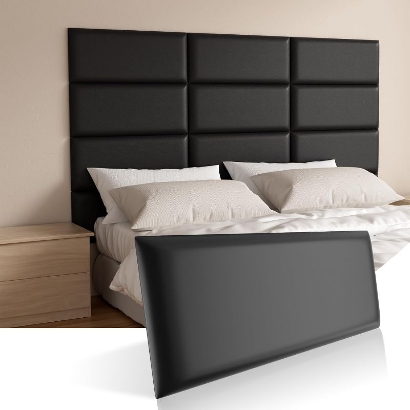 Photo 1 of Headboards Wall Panel for Twin, Self-Adhesive 3D Wall Panels, Upholstered Wall Panel for Bedroom/Living Room (4 Pieces 9.84 in x 23.6 in)