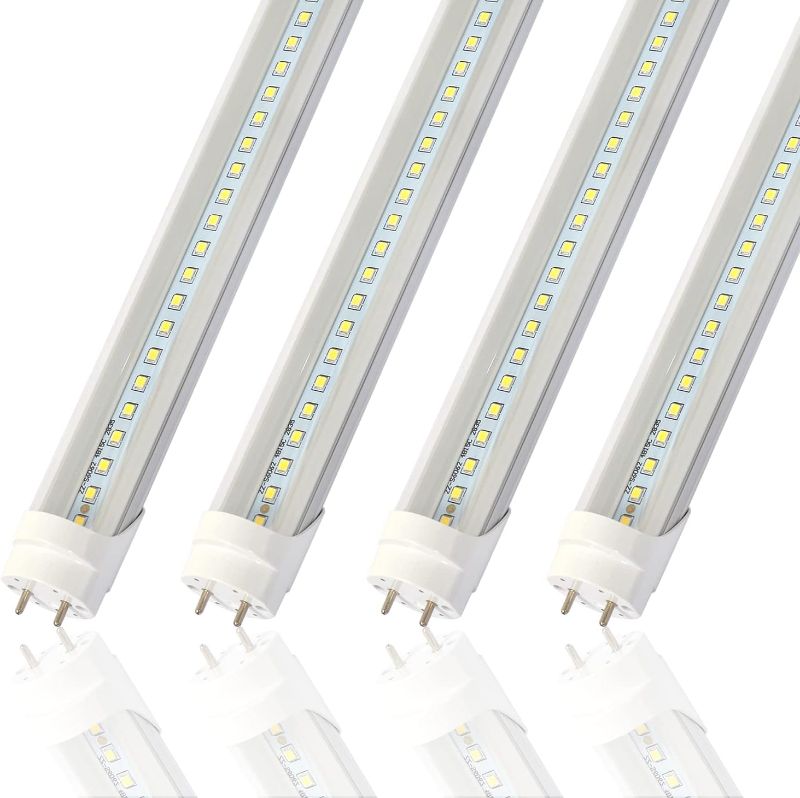 Photo 1 of 2FT T8 LED Tube Light,12W(30W Equivalent), 1560LM,Led Replacement F20T10 T20T12 Flourescent Tube,5000K, Dual Ended Power, Clear Cover(4-Pack)