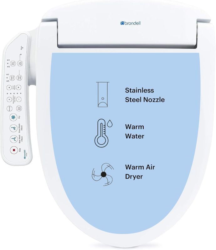 Photo 1 of Brondell SE400-EW Swash SE400 Electric Bidet Toilet Seat With Heated Seat, Oscillating Stainless Steel Nozzle, Warm Air Dryer, Night Light, Gentle Close Lid, White Side Arm Control, Elongated
