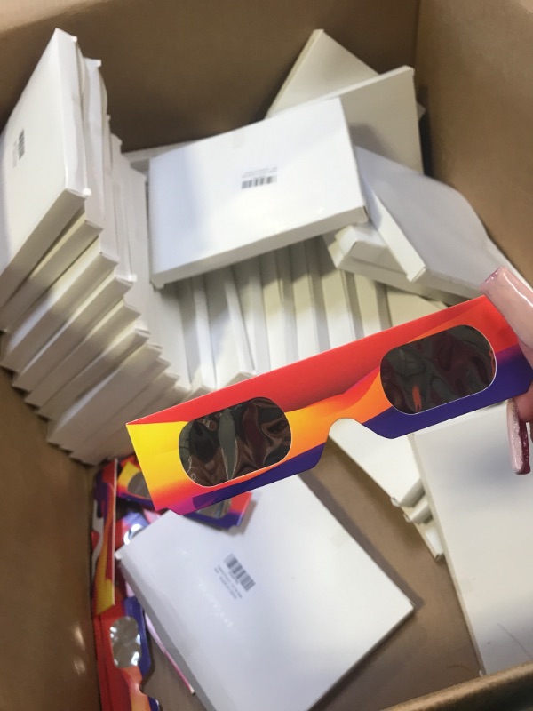 Photo 2 of  bulk pack 30 packages each box with 30 pcs Solar Eclipse Glasses 2024, ISO 12312-2 Certified, Safe for Direct Sun Viewing, Adult Unisex 