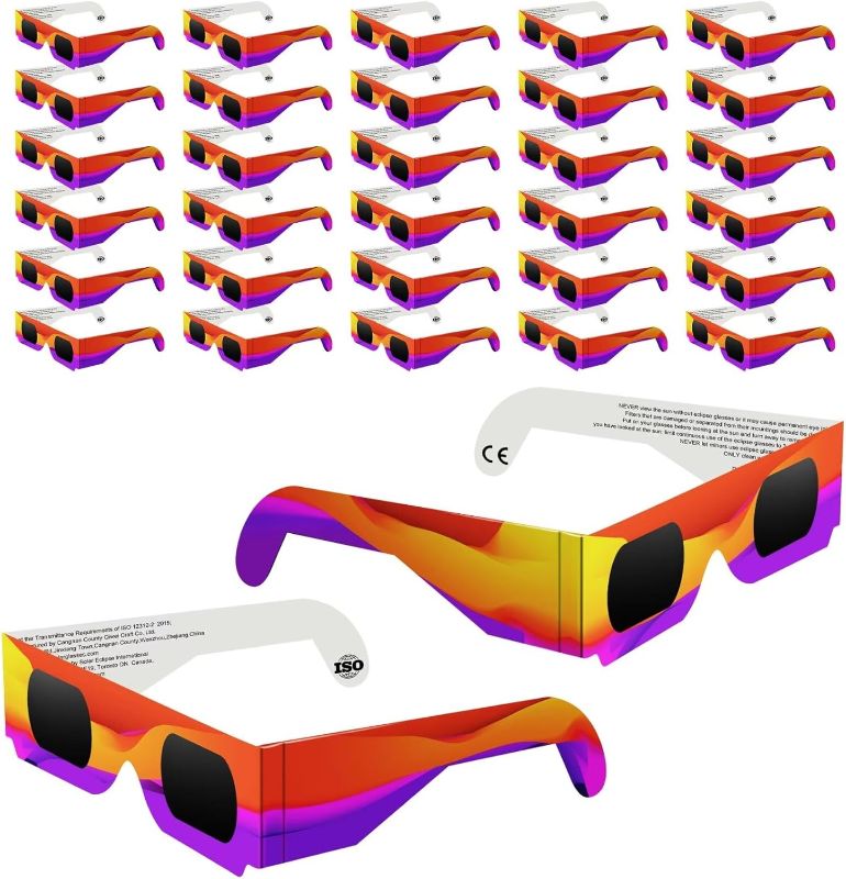 Photo 1 of  bulk pack 30 packages each box with 30 pcs Solar Eclipse Glasses 2024, ISO 12312-2 Certified, Safe for Direct Sun Viewing, Adult Unisex 