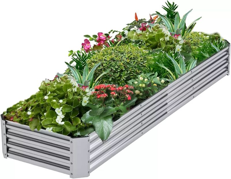 Photo 1 of 12x2x1.5ft Galvanized Raised Garden Bed,Outdoor Planter Box Planting Bed Herb
