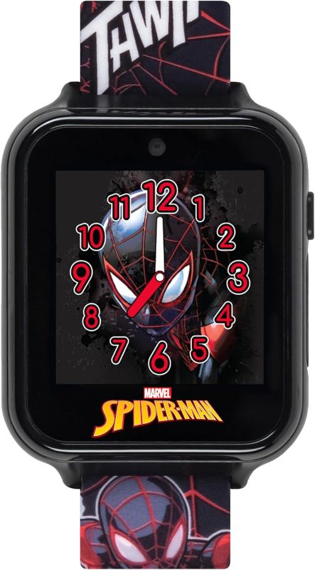 Photo 1 of Accutime Kids Marvel Spider-Man Miles Morales Black Educational Touchscreen Smart Watch Toy for Boys, Girls, Toddlers - Selfie Cam, Learning Games, Alarm, Pedometer & More (Model: SPD4664AZ)
