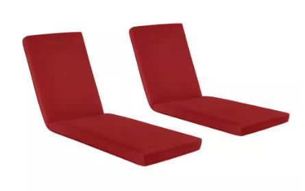 Photo 1 of 21.5 in. x 43 in. One Piece Outdoor Chaise Lounge Cushion in Chili (2-Pack)
