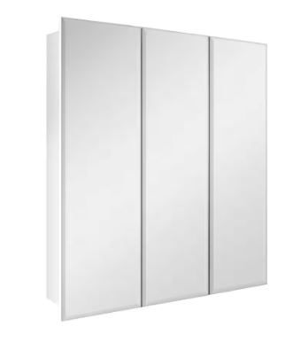 Photo 1 of 24.4 in. W x 25.2 in. H Rectangular Medicine Cabinet with Mirror in Silver with Adjustable Shelves
177
