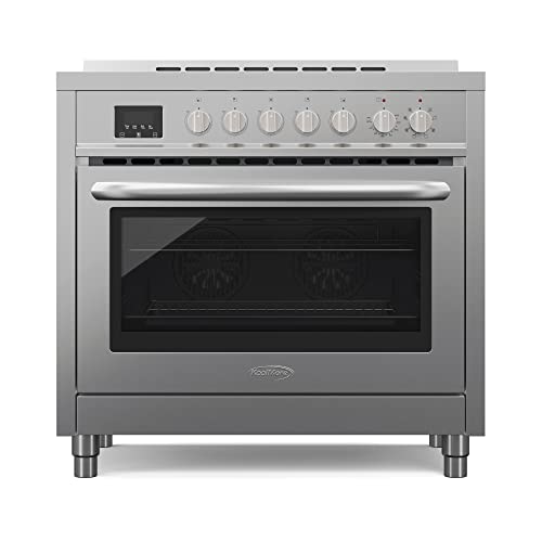 Photo 1 of 36 in. 5 Elements, Freestanding Electric Range with Convection Oven in. Stainless Steel with Legs, 4.3 Cu. Ft.
