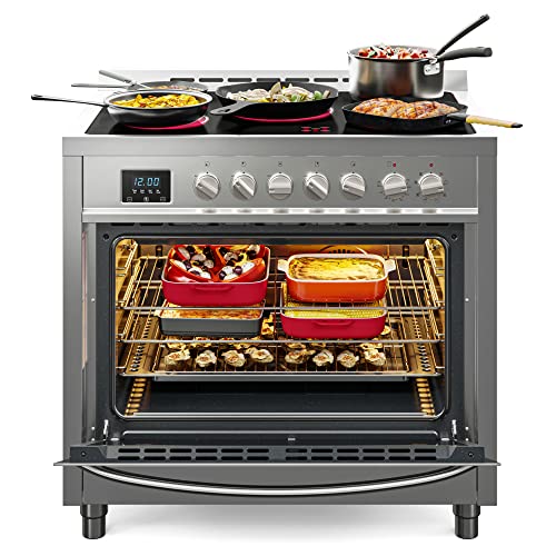 Photo 3 of 36 in. 5 Elements, Freestanding Electric Range with Convection Oven in. Stainless Steel with Legs, 4.3 Cu. Ft.
