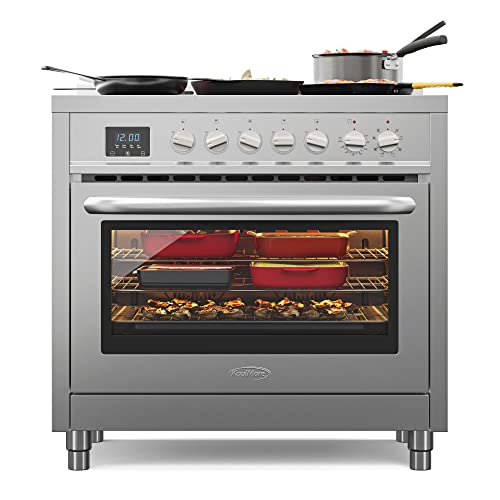 Photo 2 of 36 in. 5 Elements, Freestanding Electric Range with Convection Oven in. Stainless Steel with Legs, 4.3 Cu. Ft.
