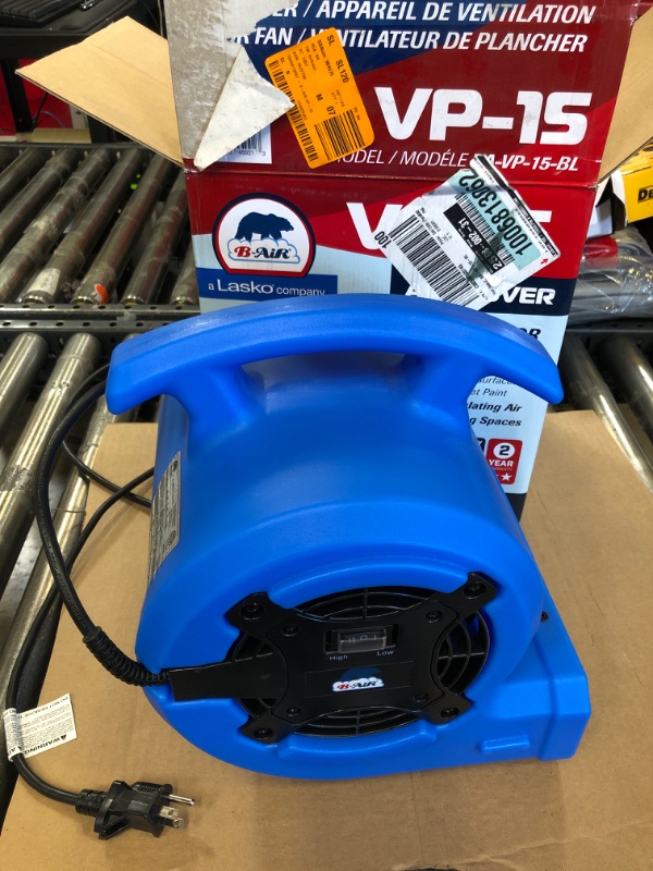 Photo 2 of B-Air 1/8 HP Air Mover Carpet Dryer Floor Blower Fan for Home Use in Blue