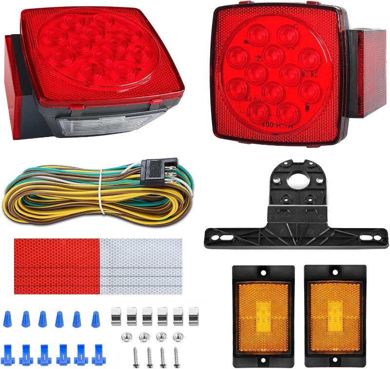 Photo 1 of 12V LED Submersible Trailer Light Kit - Super Bright Boat Trailer Lights for Camper, Truck, RV, Marine, Snowmobile Under 80 Inch- Utility Brake Stop Turn Tail Lights - IP68 Waterproof
