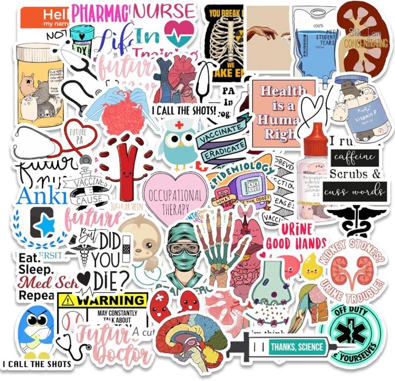 Photo 1 of 100PCS Doctor Stickers, Medical Equipment Stickers Aesthetic Decals Vinyl Waterproof Doctor Appreciation Gifts Stickers for Water Bottle Laptop Luggage Skateboard Snowboard Scrapbook Phone Gifts
