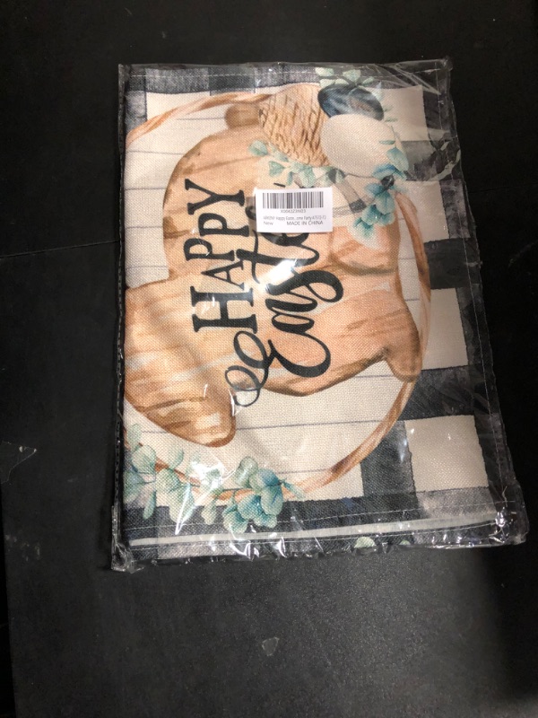 Photo 1 of ARKENY Happy Easter Table Runner 13x72 Inches, Bunny Rabbit Eucalyptus Egg Spring Holiday Farmhouse Buffalo Plaid Burlap Indoor Table Decorations for Home AT572-72