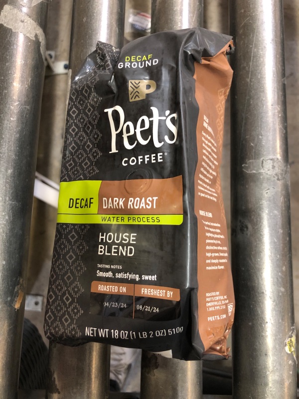 Photo 2 of 
Peet's Coffee, Dark Roast Decaffeinated Ground Coffee - Decaf House Blend 18 Ounce Bag Decaf House Blend 18 Ounce (Pack of 1)