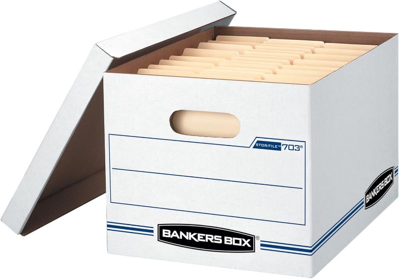 Photo 1 of  Bankers Box STOR/FILE Storage Boxes, Standard Set-Up, Lift-Off Lid, Letter/Legal, 6 Pack (57036-04) 