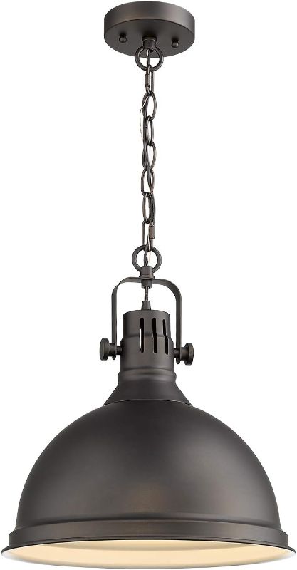 Photo 1 of  Emliviar 14 inch Farmhouse Ceiling Pendant Light, Vintage Metal Hanging Light with Dome Shade, Oil Rubbed Bronze Finish, 4054L ORB 