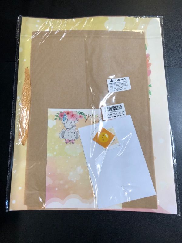 Photo 2 of 13” Large Light Yellow Cute Elephant Gift Bag Set with Greeting Card and Tissue Paper (3D Sun and Gold Foil ‘Baby Girl’) for Baby Girl, Baby Shower, Kids Birthday Party, Newborn, New Moms or Parents-13”x5.2”x10.2”, 1 Pcs.
