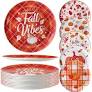 Photo 1 of 12 Pcs Autumn Dessert Plates Fall Leaves Pumpkins